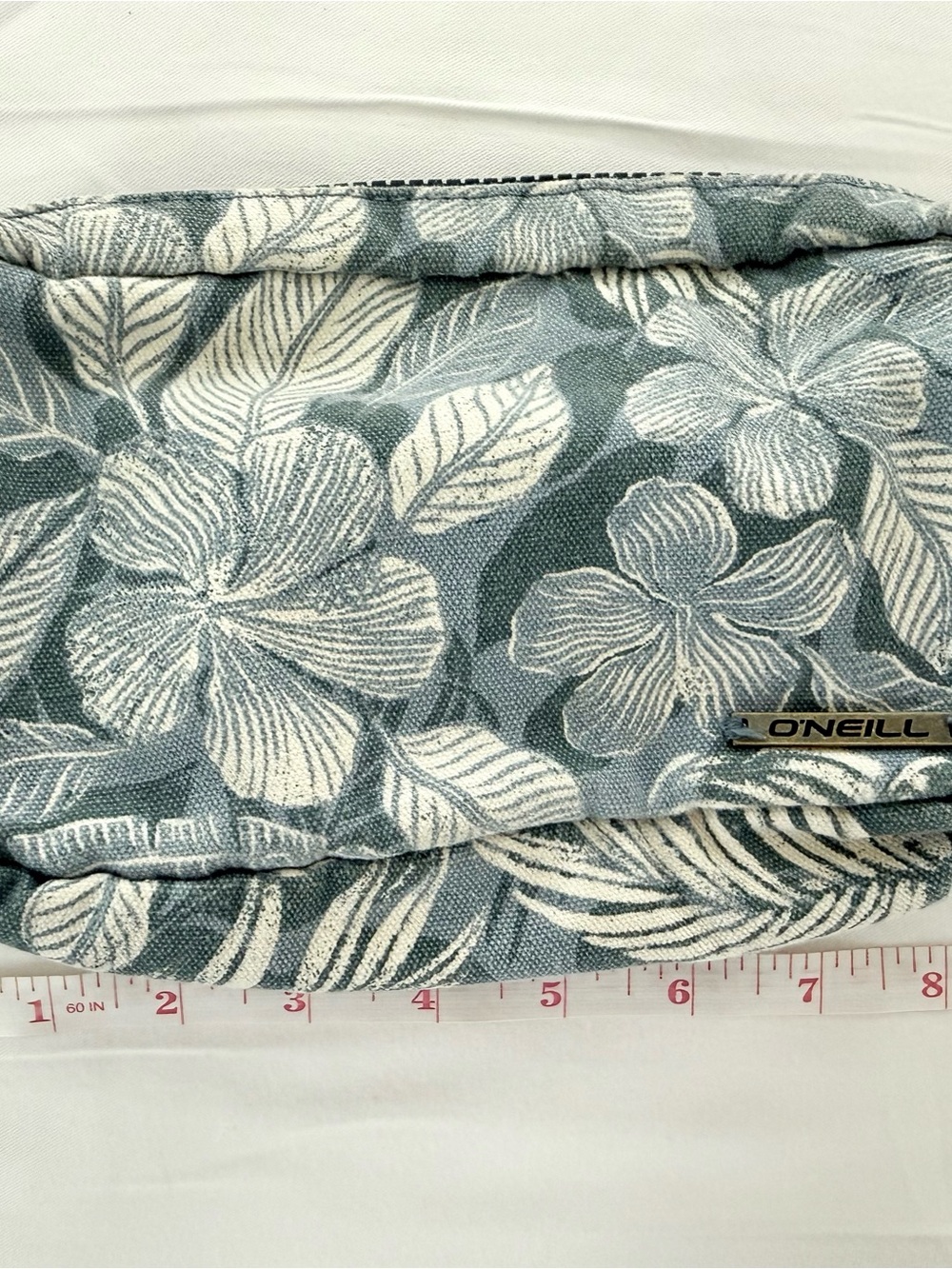 O'Neill Blue and Cream Beach Floral Canvas Cross Body Bag